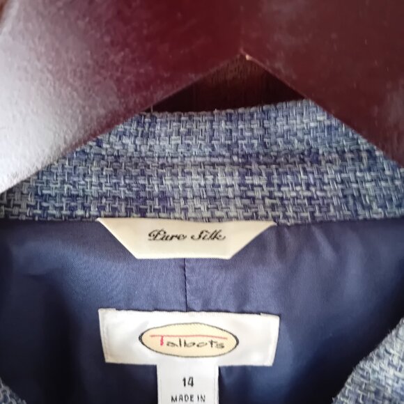Vintage Talbots Blue Pure Silk Blazer - Picture 5 of 8